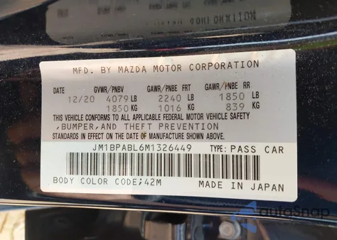 2021 Mazda Mazda3 Select from USA, damaged, VIN JM1BPABL6M1326449
